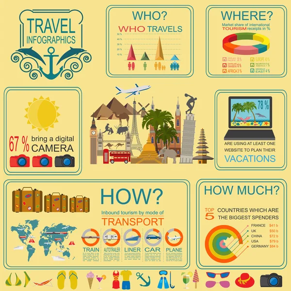 Seyahat. Tatil. Beach resort infographics. Öğeleri creat için — Stok Vektör