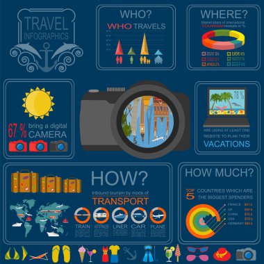 Seyahat. Tatil. Beach resort infographics. Öğeleri creat için