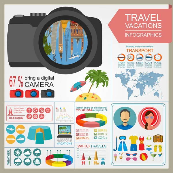 Reizen. Vakanties. Beach resort infographics. Elementen voor creat — Stockvector