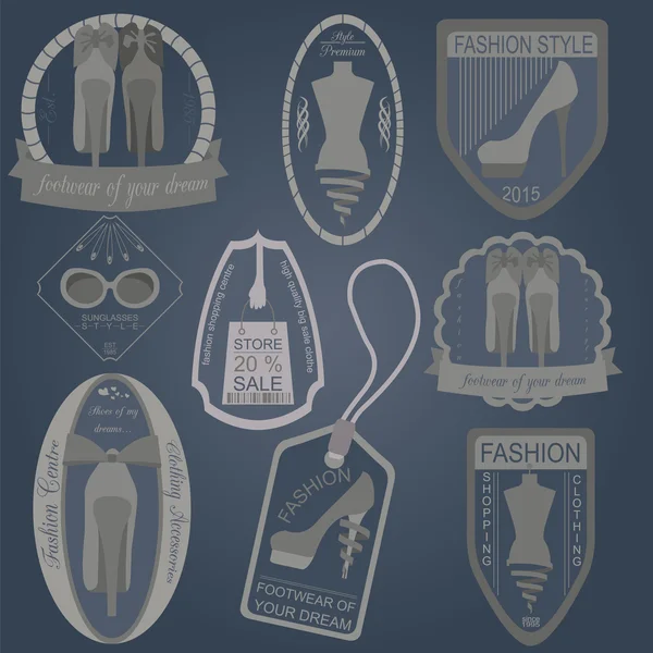 Set di moda vintage e loghi stile vestiti. Temperatura del logo vettoriale — Vettoriale Stock