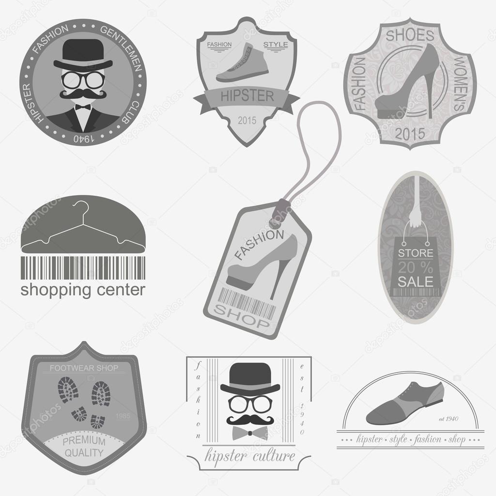 Set of vintage fashion and clothes style logos. Vector logo temp