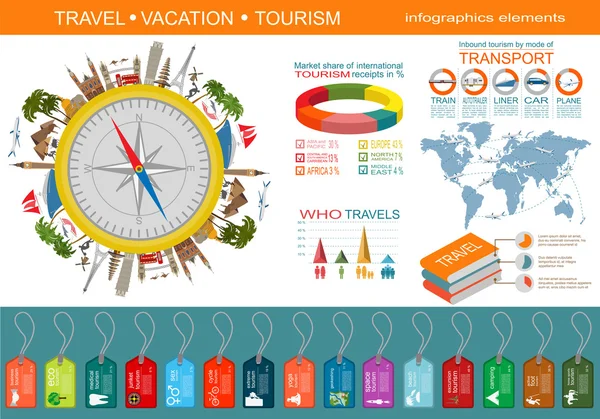 Seyahat. Tatil. Beach resort infographics. Öğeleri creat için — Stok Vektör