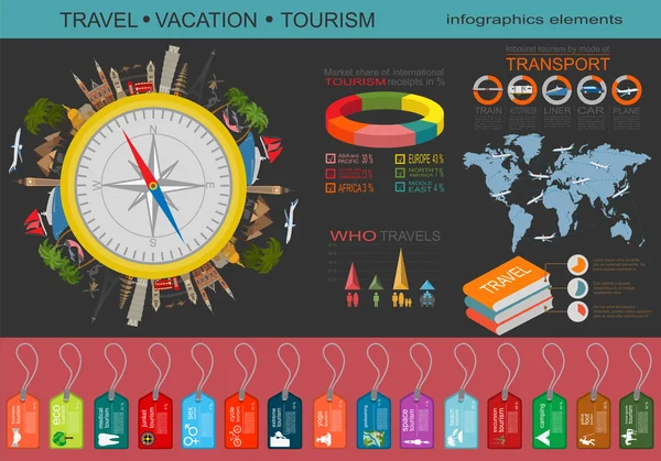 Reisen. Urlaub. Infografiken zum Badeort. Elemente für Kreat — Stockvektor