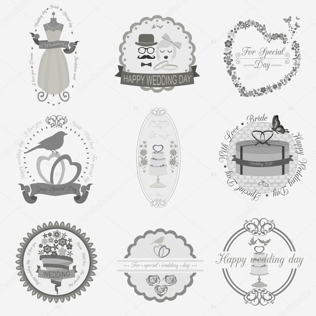 Set of vintage wedding and wedding fashion style logos. Vector logo templates and badges