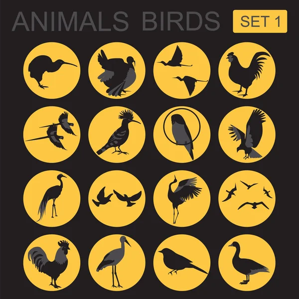 Vogels pictogramserie. Vector vlakke stijl — Stockvector