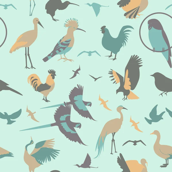 Patrón de aves sin costura. Estilo plano vectorial — Vector de stock