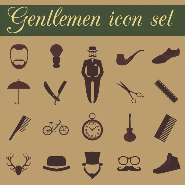 Set de peluquería vintage, peinado y caballero icono. Vector illu — Archivo Imágenes Vectoriales