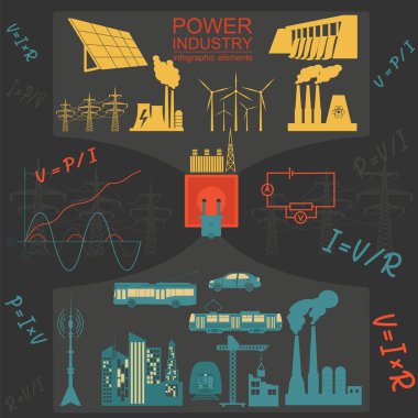Güç enerji sanayi Infographic, elektrik sistemleri, kendi infographics oluşturmak için öğeleri ayarla