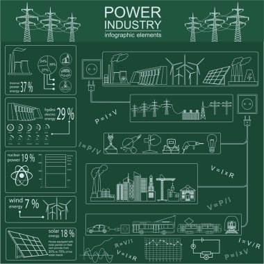 Güç enerji sanayi Infographic, elektrik sistemleri, kendi infographics oluşturmak için öğeleri ayarla