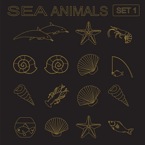 Sea animals icon — Stock Vector