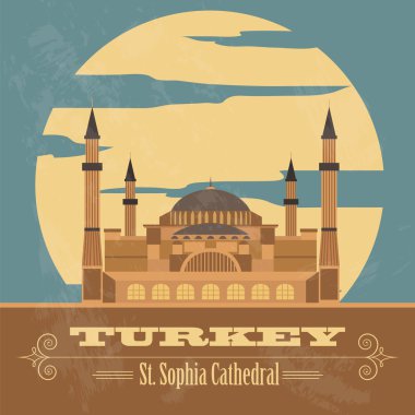 Türkiye'de yerler. Retro resim tarz. Vektör çizim