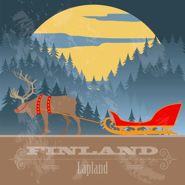 Finlandia puntos de referencia. Imagen de estilo retro — Vector de stock