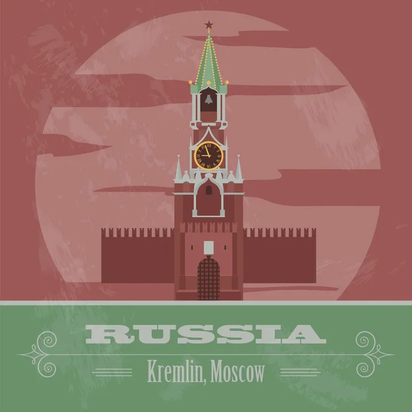 Russian Federation landmarks. Retro styled image — Stock Vector
