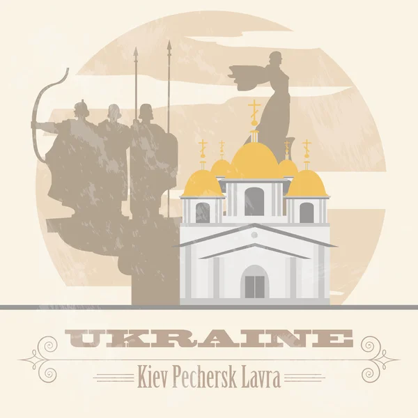 Визначні місця України. Ретро стилі зображення — стоковий вектор