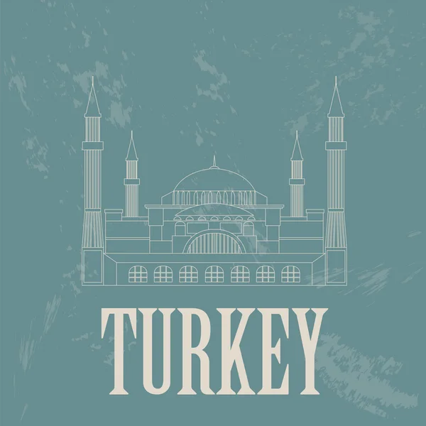 Puntos de referencia de Turquía. Imagen de estilo retro. Ilustración vectorial — Archivo Imágenes Vectoriales