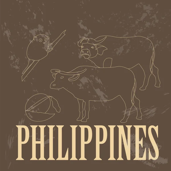 Philippinische Wahrzeichen. Retro-Image — Stockvektor