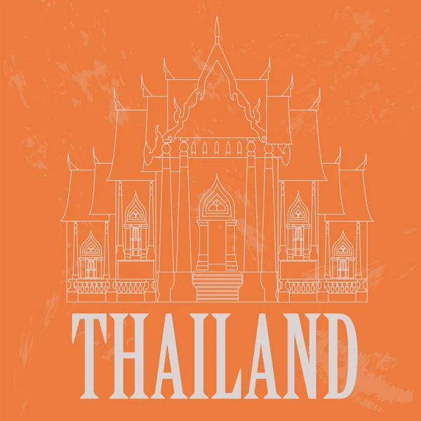 Tailandia punti di riferimento. Immagine in stile retrò — Vettoriale Stock