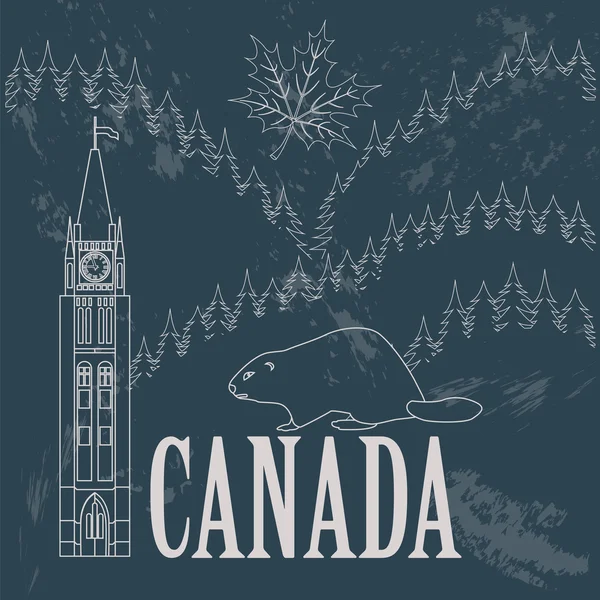 Repères du Canada. Image de style rétro — Image vectorielle