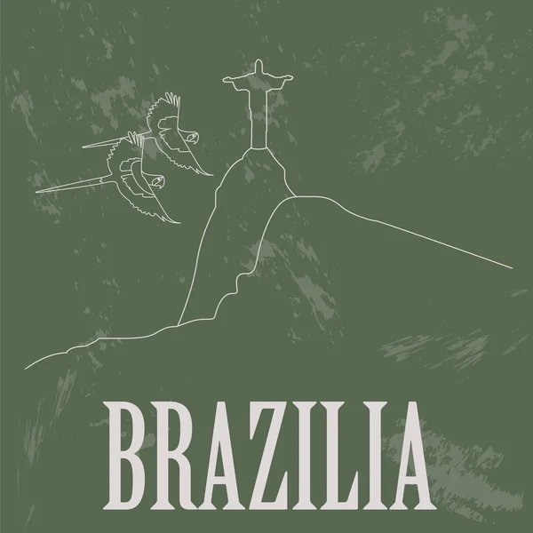 Des monuments brésiliens. Image de style rétro — Image vectorielle
