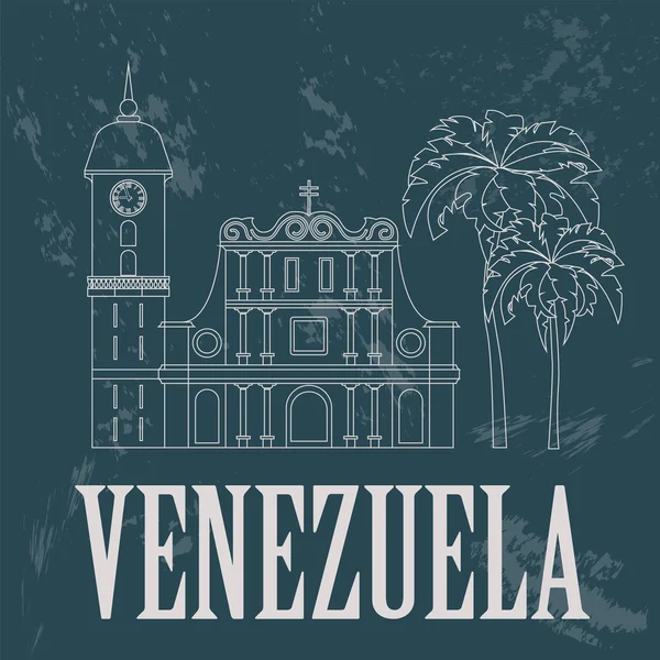 Venezuela puntos de referencia. Imagen de estilo retro — Vector de stock