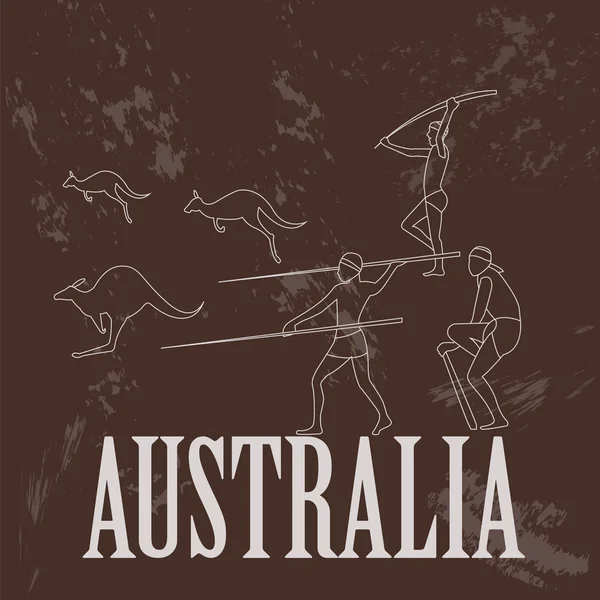 Puntos de referencia de Australia. Imagen de estilo retro — Vector de stock