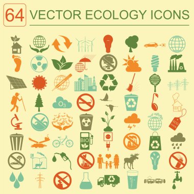 Çevre, ekoloji Icon set. Çevresel riskler, ekosistem