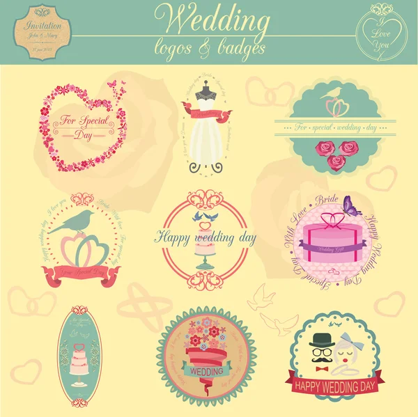 Düğün ve düğün moda stil logolar kümesi. Vektör l — Stok Vektör