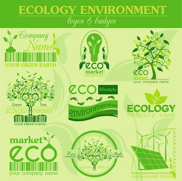 Ensemble de logos écologie, environnement et recyclage. Logo vectoriel tem — Image vectorielle