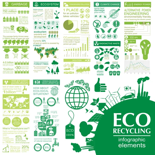 Meio ambiente, elementos infográficos de ecologia. Riscos ambientais , —  Vetores de Stock