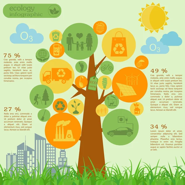 Meio ambiente, elementos infográficos de ecologia. Riscos ambientais , —  Vetores de Stock