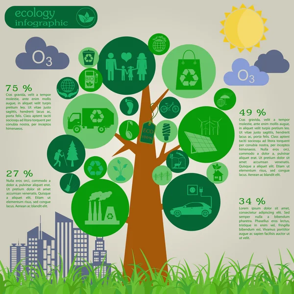 Środowiska, ekologia infographic elementów. Zagrożenia dla środowiska, — Wektor stockowy