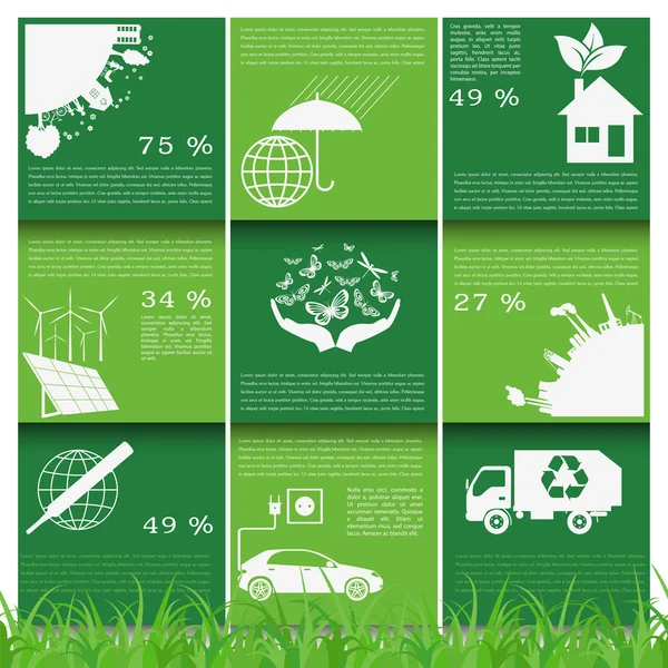 Medio ambiente, elementos de la infografía ecológica. Riesgos medioambientales , — Vector de stock