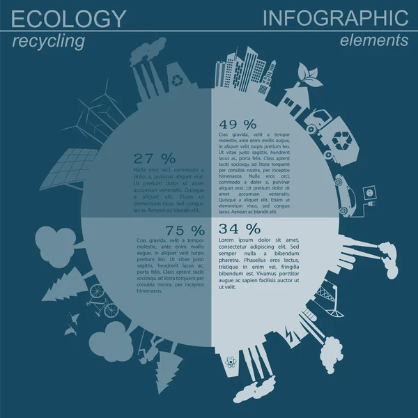 Környezet, ökológia infographic elemek. Környezeti kockázatok, — Stock Vector