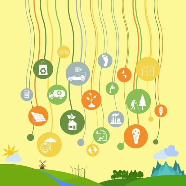 Meio ambiente, elementos infográficos de ecologia. Riscos ambientais , —  Vetores de Stock