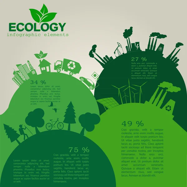 Środowiska, ekologia infographic elementów. Zagrożenia dla środowiska, — Wektor stockowy