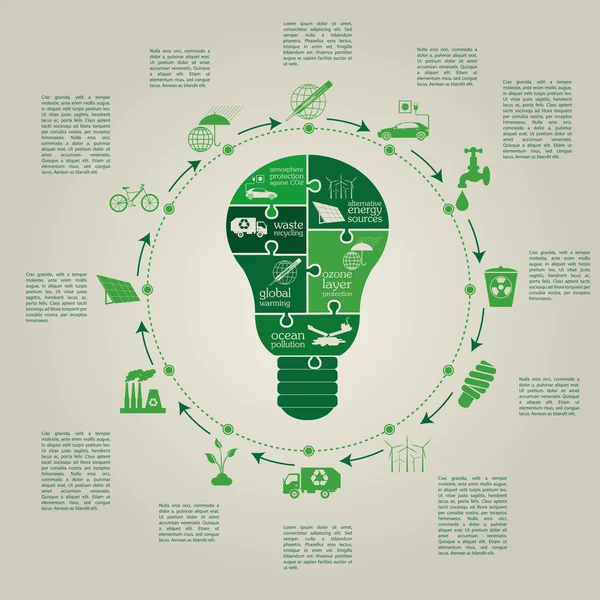 Medio ambiente, elementos de la infografía ecológica. Riesgos medioambientales , — Vector de stock