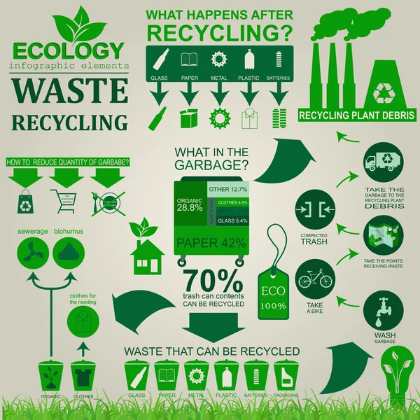 Umwelt, Ökologie, Infografik. Risiken für die Umwelt, — Stockvektor