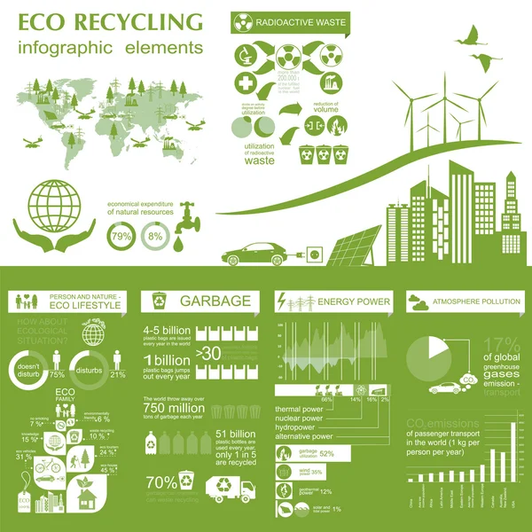Περιβάλλον, οικολογία infographic στοιχεία. Περιβαλλοντικούς κινδύνους, — Διανυσματικό Αρχείο