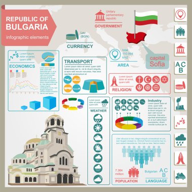 Bulgaristan infographics, istatistiksel veri, manzaraları