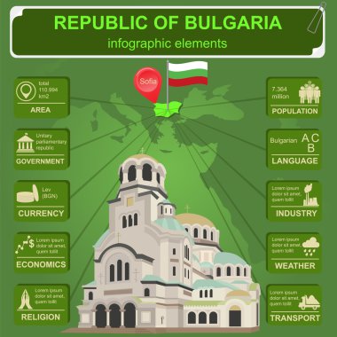 Bulgaristan infographics, istatistiksel veri, manzaraları