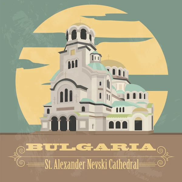 Bulgaria puntos de referencia. Imagen de estilo retro — Vector de stock