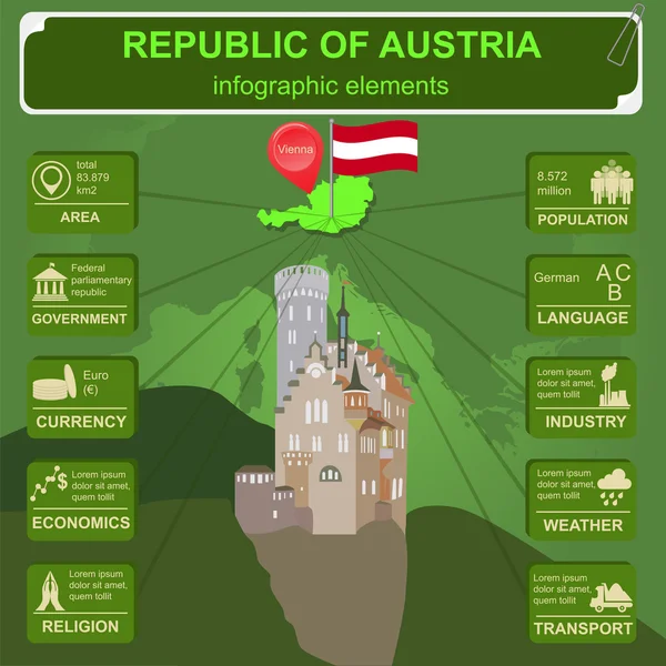 Avusturya infographics, istatistiksel veri, manzaraları