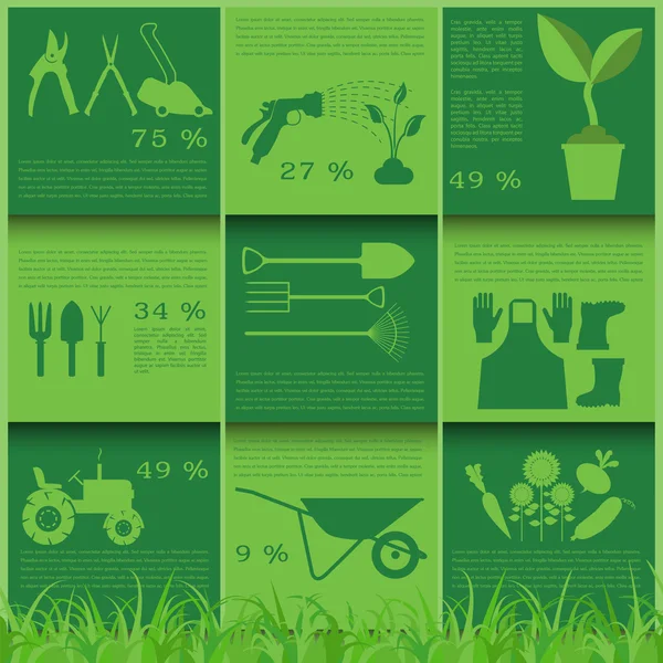 Travaux de jardin éléments infographiques. Ensemble d'outils de travail . — Image vectorielle