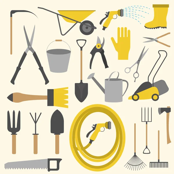 Garden work icon set. Working tools — Stock Vector