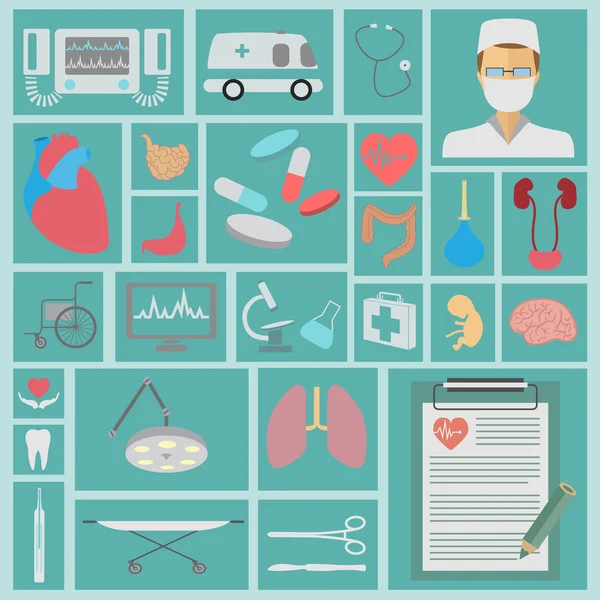 Ensemble d'icônes médicales et médicales — Image vectorielle
