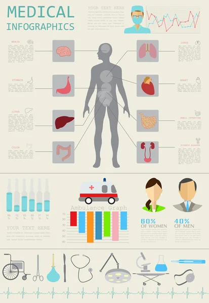 Медична та медична інфографіка, елементи для створення інфограм — стоковий вектор