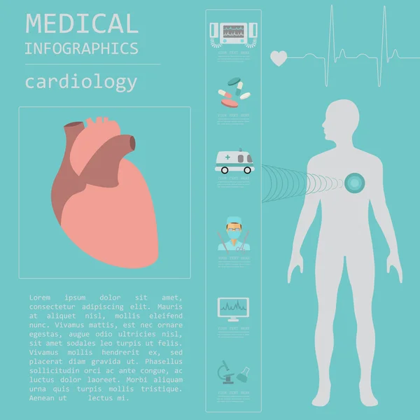 Infografik für Medizin und Gesundheitswesen, Infografik für Kardiologie. — Stockvektor