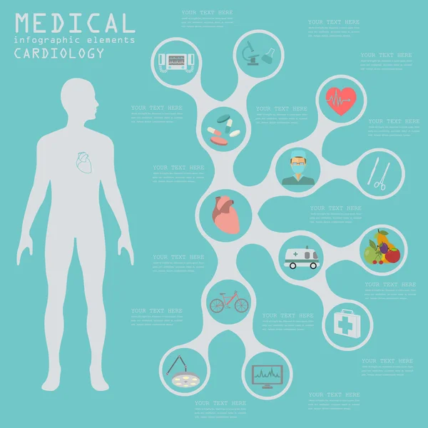 Infografik für Medizin und Gesundheitswesen, Infografik für Kardiologie. — Stockvektor