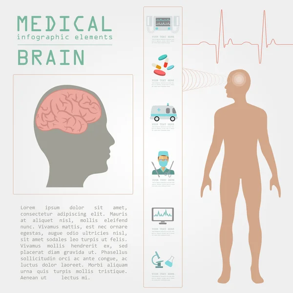 Медична та медична інфографіка, інфографіка мозку — стоковий вектор