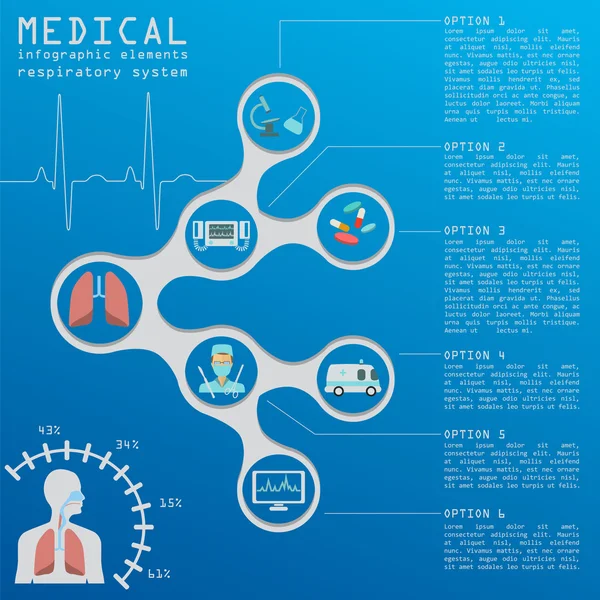 Lékařské a zdravotnické infographic, dýchací systém infograph — Stockový vektor